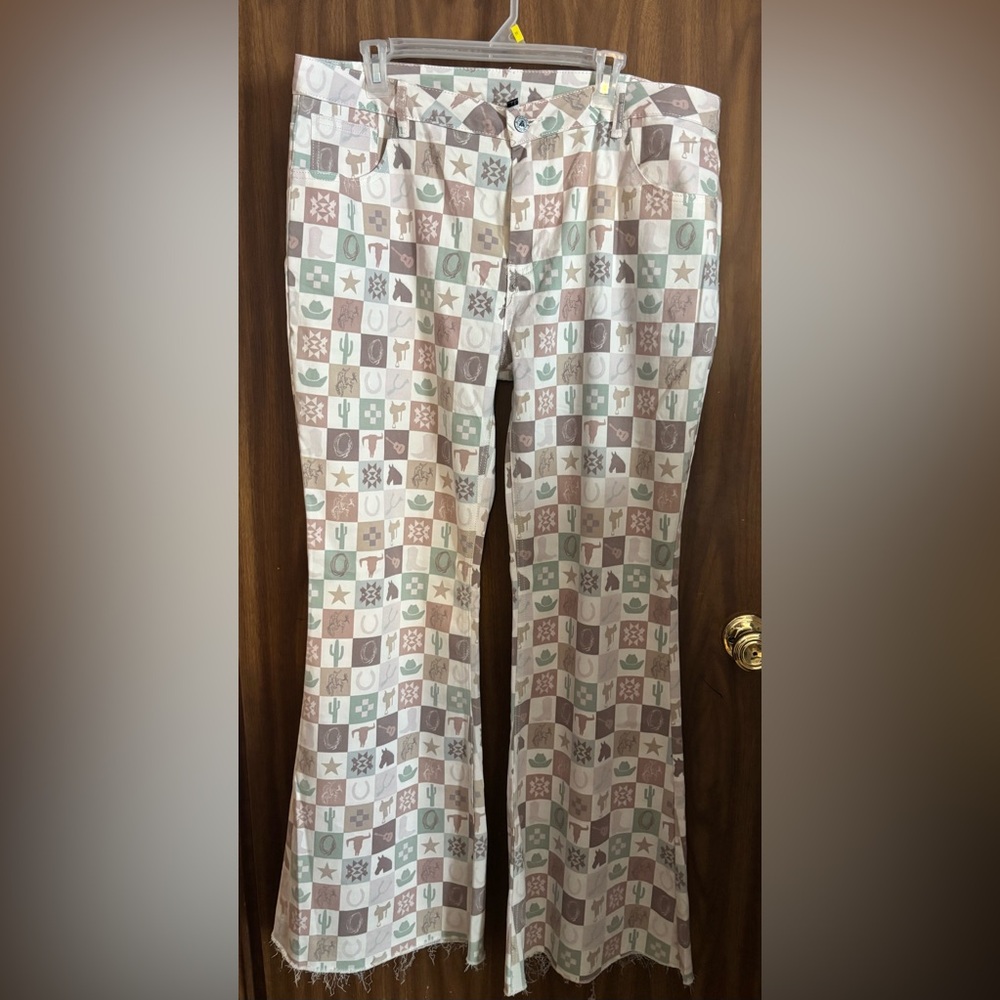 Patterned Boot Cut Jeans - image 1